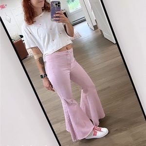 NWT Free People Just Float On Flare Jeans / Pasadena Pink